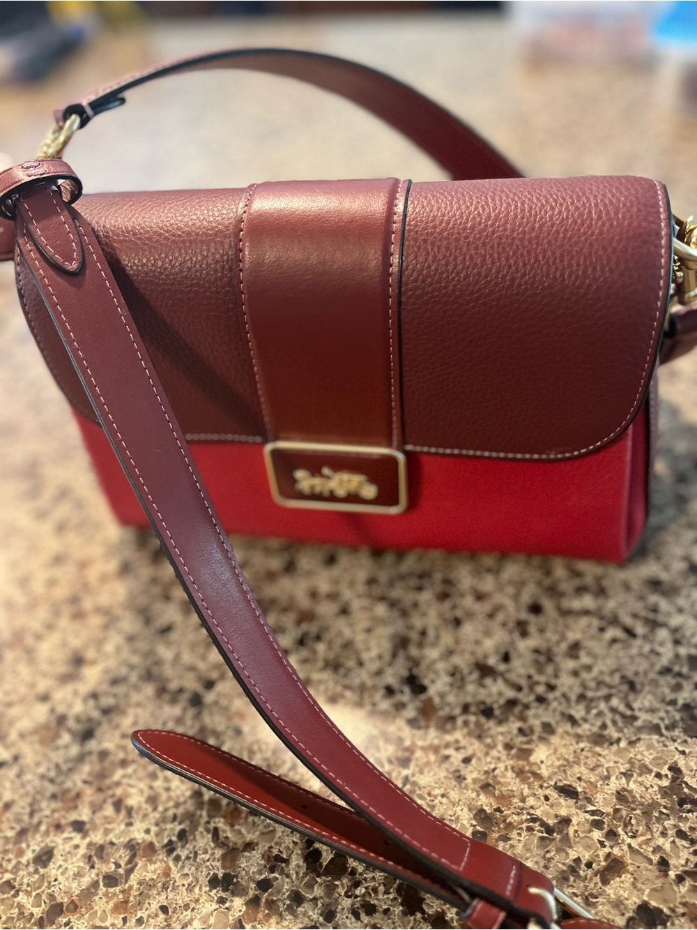 Coach Grace shoulder bag. New Two-Tone Burgundy and Red Shoulder Bag - Picture 3 of 15
